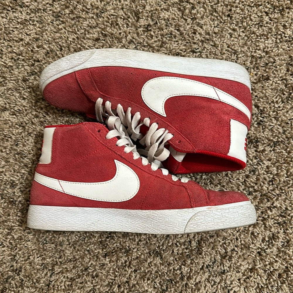 Nike Blazer Mid Red Suede and White Leather Women’s 8.5